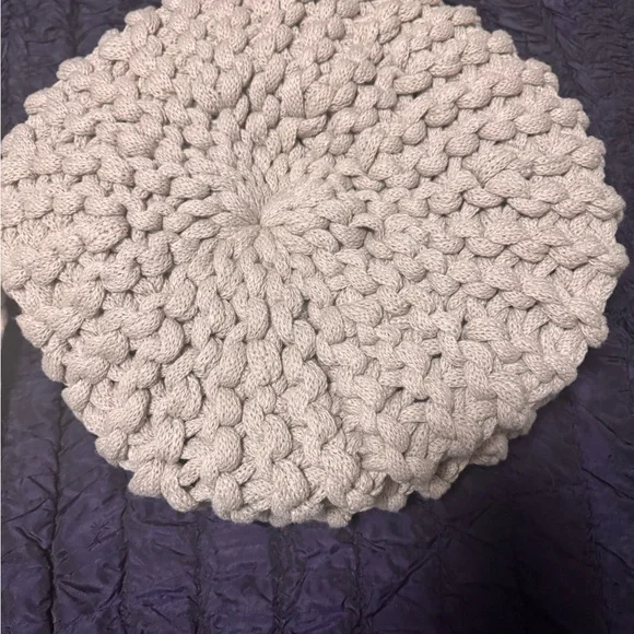 Set of 3 NEW Knitted Poufs Olive, Light Gray and Cream! - Picture 3 of 5